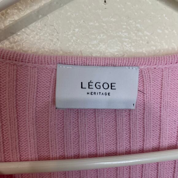 Legoe Heritage Maternity Pink Ribbed Bell Sleeve Mini Sweater Dress Sz 1 (US M) - Picture 4 of 8